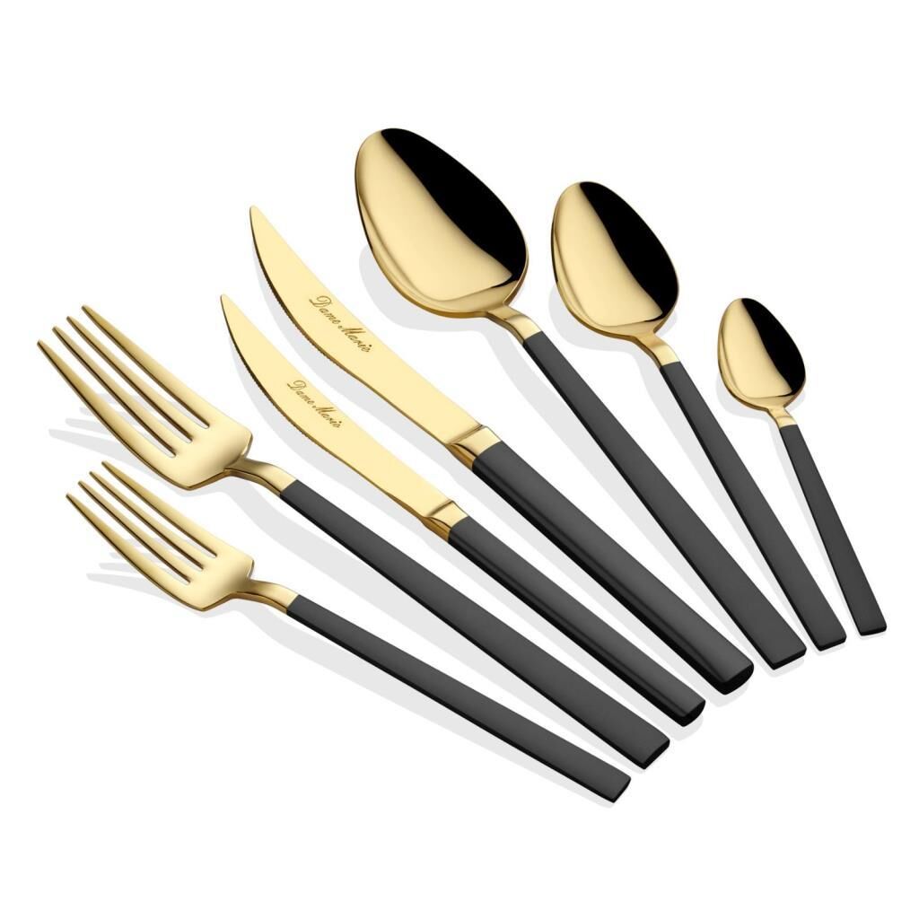 PİCASA GOLD BLACK 42 PARÇA ÇATAL KAŞIK BIÇAK SETİ