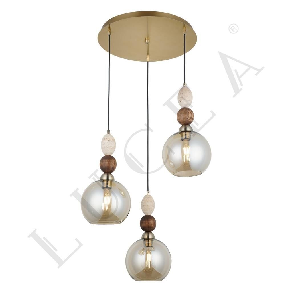 LEDO 3'LÜ ANTİK LAK YUVARLAK AVİZE