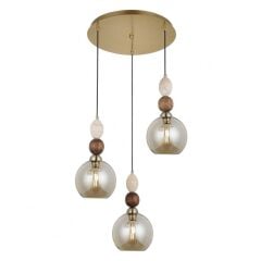 LEDO 3'LÜ ANTİK LAK YUVARLAK AVİZE