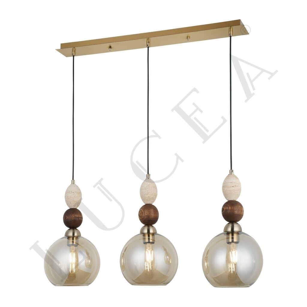 LEDO 3'LÜ ANTİK LAK MASA ÜZERİ SIRALI AVİZE