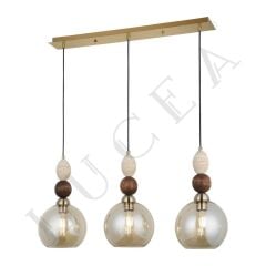 LEDO 3'LÜ ANTİK LAK MASA ÜZERİ SIRALI AVİZE