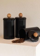 STRİPE SİYAH ÇAY KAHVE ŞEKER KAVANOZU 1,20LT