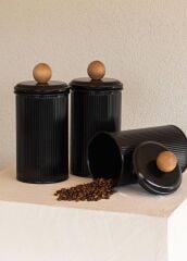 STRİPE SİYAH ÇAY KAHVE ŞEKER KAVANOZU 1,20LT