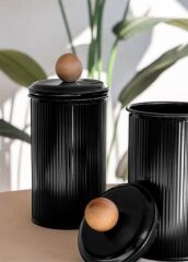 STRİPE SİYAH ÇAY KAHVE ŞEKER KAVANOZU 1,20LT