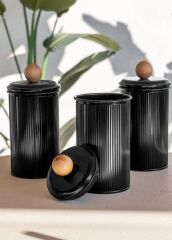 STRİPE SİYAH ÇAY KAHVE ŞEKER KAVANOZU 1,20LT