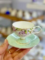 HAPPİLY 2 KİŞİLİK SUNUM TABAKLI TÜRK KAHVESİ FİNCANI DESEN1-5 PARÇA