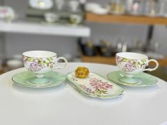 HAPPİLY 2 KİŞİLİK SUNUM TABAKLI TÜRK KAHVESİ FİNCANI DESEN1-5 PARÇA