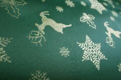 YEŞİL ALTIN GEYİK DESEN MASA ÖRTÜSÜ 225X150CM