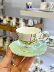 HAPPİLY 2 KİŞİLİK SUNUM TABAKLI TÜRK KAHVESİ FİNCANI DESEN2-5 PARÇA