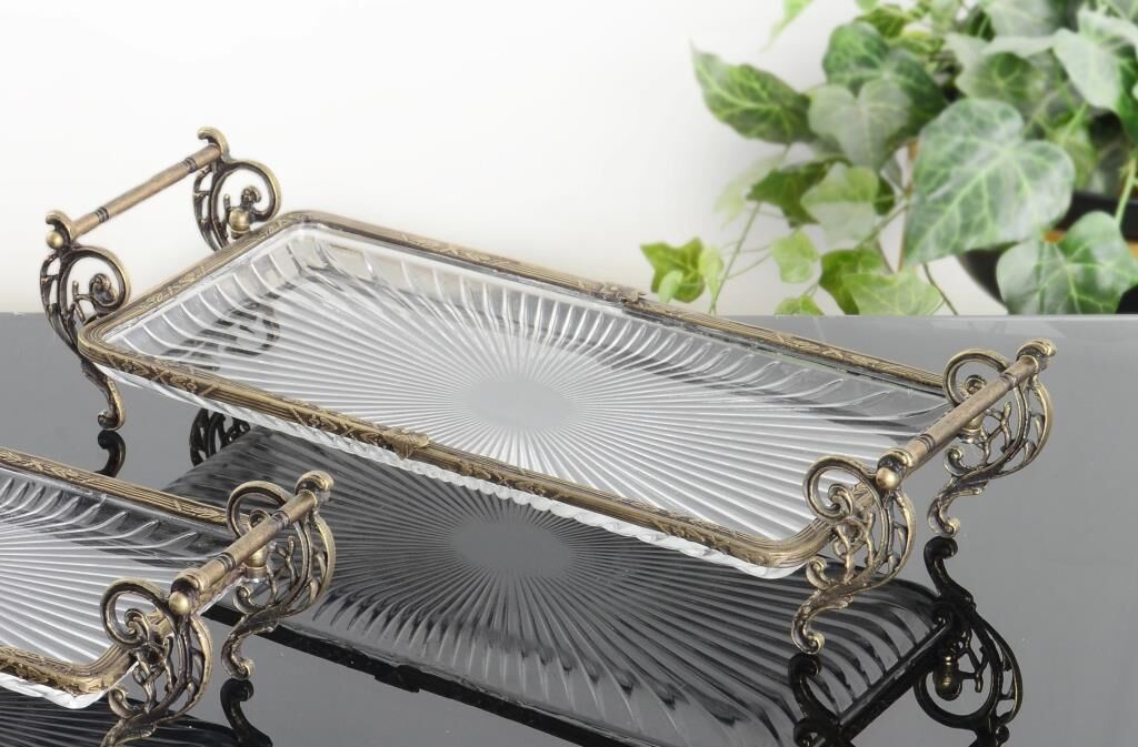 ESKİTME DİKDÖRTGEN AYAKLI SUNUM TABAK 37X20CM