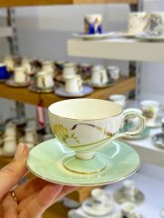 HAPPİLY 2 KİŞİLİK SUNUM TABAKLI TÜRK KAHVESİ FİNCANI DESEN2-5 PARÇA