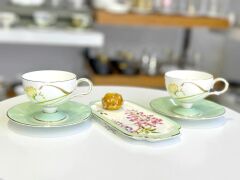 HAPPİLY 2 KİŞİLİK SUNUM TABAKLI TÜRK KAHVESİ FİNCANI DESEN2-5 PARÇA