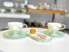 HAPPİLY 2 KİŞİLİK SUNUM TABAKLI TÜRK KAHVESİ FİNCANI DESEN2-5 PARÇA