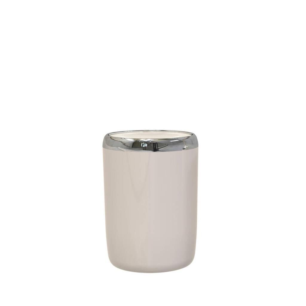 LİMA DEKORLU ÇÖP KOVASI KROM BEJ