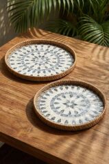 SEDEFLİ BAMBU YUVARLAK TEPSİ 2'Lİ DESEN3