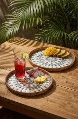 SEDEFLİ BAMBU YUVARLAK TEPSİ 2'Lİ DESEN3