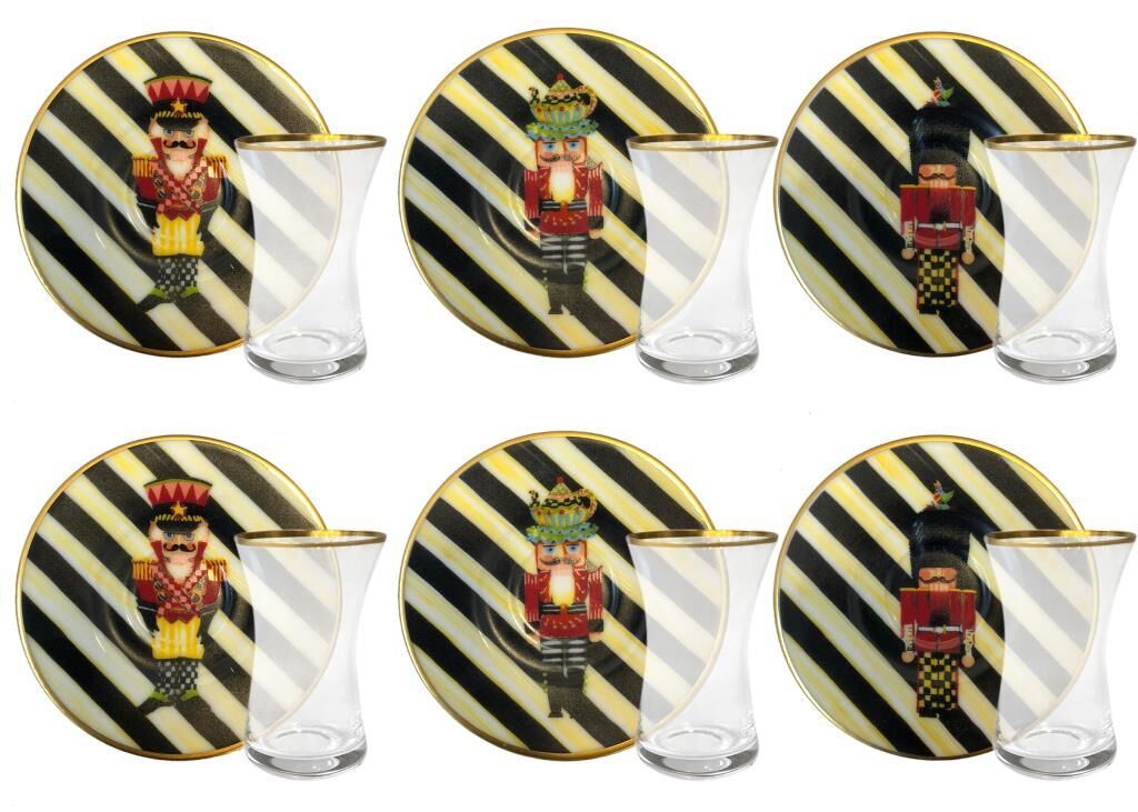 KURŞUN ASKER MAT ALTIN 6 KİŞİLİK ÇAY SET