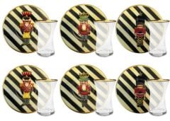 KURŞUN ASKER MAT ALTIN 6 KİŞİLİK ÇAY SET