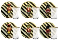 KURŞUN ASKER MAT ALTIN 6 KİŞİLİK ÇAY SET