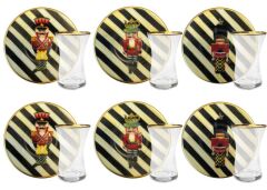 KURŞUN ASKER MAT ALTIN 6 KİŞİLİK ÇAY SET