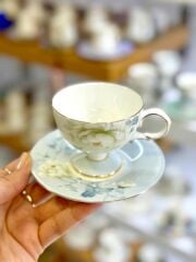 VOL DE FLEURS 2 KİŞİLİK SUNUM TABAKLI TÜRK KAHVESİ FİNCANI-5 PARÇA