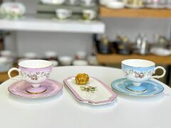 ROSE CHARM 2 KİŞİLİK PEMBE SUNUM TABAKLI TÜRK KAHVESİ FİNCANI-5 PARÇA
