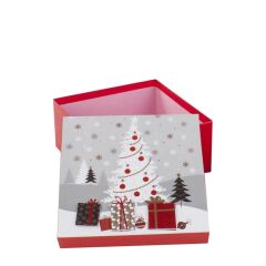KIRMIZI ÇAM AĞACI YILBAŞI KUTUSU 20X20CM