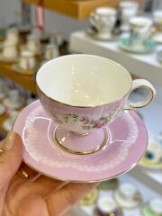 ROSE CHARM 2 KİŞİLİK MAVİ SUNUM TABAKLI TÜRK KAHVESİ FİNCANI-5 PARÇA