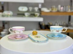 ROSE CHARM 2 KİŞİLİK MAVİ SUNUM TABAKLI TÜRK KAHVESİ FİNCANI-5 PARÇA