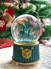 YEŞİL ALTIN GEYİK KAR KÜRESİ 15CM