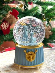 MAVİ ALTIN GEYİK KAR KÜRESİ 15CM