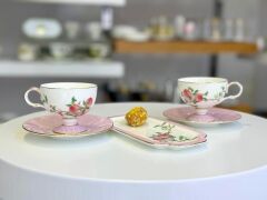 PEACHY 6 KİŞİLİK SUNUM TABAKLI TÜRK KAHVESİ FİNCANI -15 PARÇA