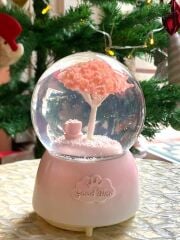 PEMBE AĞAÇ KAR KÜRESİ 15CM