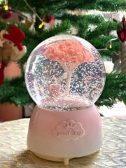 PEMBE AĞAÇ KAR KÜRESİ 15CM