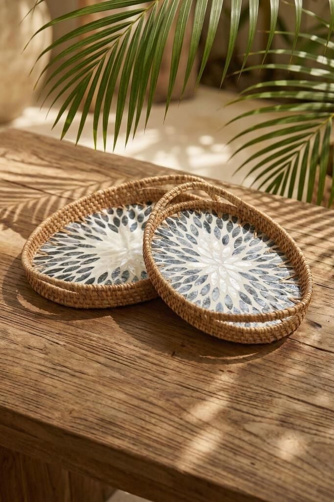 SEDEFLİ BAMBU OVAL TEPSİ 2'Lİ DESEN1