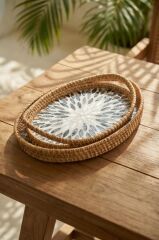 SEDEFLİ BAMBU OVAL TEPSİ 2'Lİ DESEN1