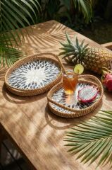 SEDEFLİ BAMBU OVAL TEPSİ 2'Lİ DESEN1