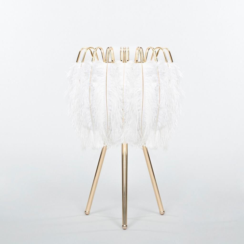 BEYAZ ALTIN TÜY ABAJUR 55CM