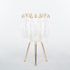 BEYAZ ALTIN TÜY ABAJUR 55CM