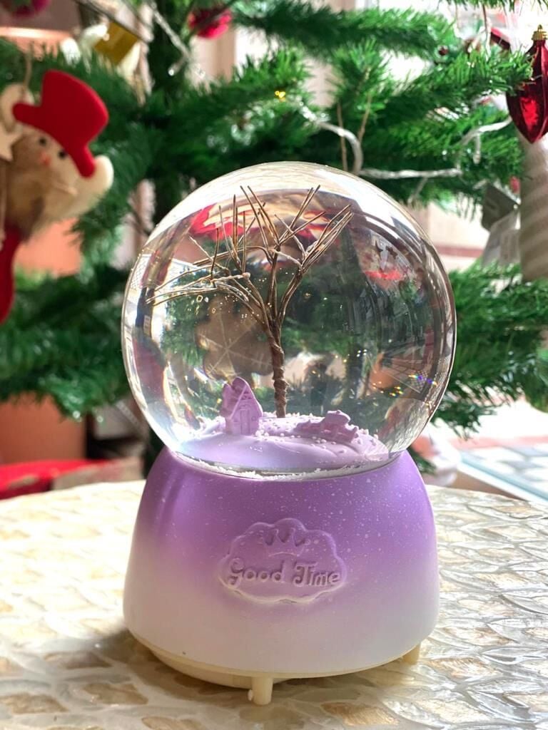 MOR AĞAÇ KAR KÜRESİ 15CM