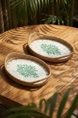 SEDEFLİ BAMBU OVAL TEPSİ 2'Lİ DESEN2