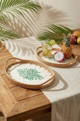 SEDEFLİ BAMBU OVAL TEPSİ 2'Lİ DESEN2