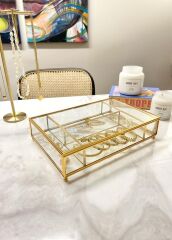 BRASS KAPAKLI 4 BÖLMELİ ORGANİZER/KUTU 30X20X6CM