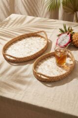 SEDEFLİ BAMBU OVAL TEPSİ 2'Lİ DESEN3