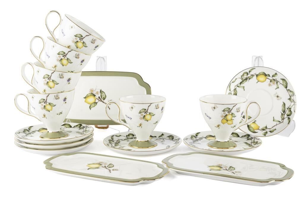 SUNLEAF 6 KİŞİLİK SUNUM TABAKLI TÜRK KAHVESİ FİNCANI-15 PARÇA