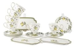 SUNLEAF 6 KİŞİLİK SUNUM TABAKLI TÜRK KAHVESİ FİNCANI-15 PARÇA