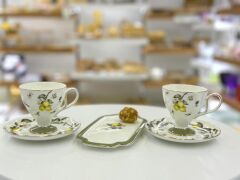 SUNLEAF 6 KİŞİLİK SUNUM TABAKLI TÜRK KAHVESİ FİNCANI-15 PARÇA