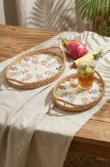 SEDEFLİ BAMBU OVAL TEPSİ 2'Lİ DESEN4