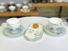 VOL DE FLEURS 6 KİŞİLİK SUNUM TABAKLI TÜRK KAHVESİ FİNCANI-15 PARÇA