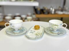 VOL DE FLEURS 6 KİŞİLİK SUNUM TABAKLI TÜRK KAHVESİ FİNCANI-15 PARÇA